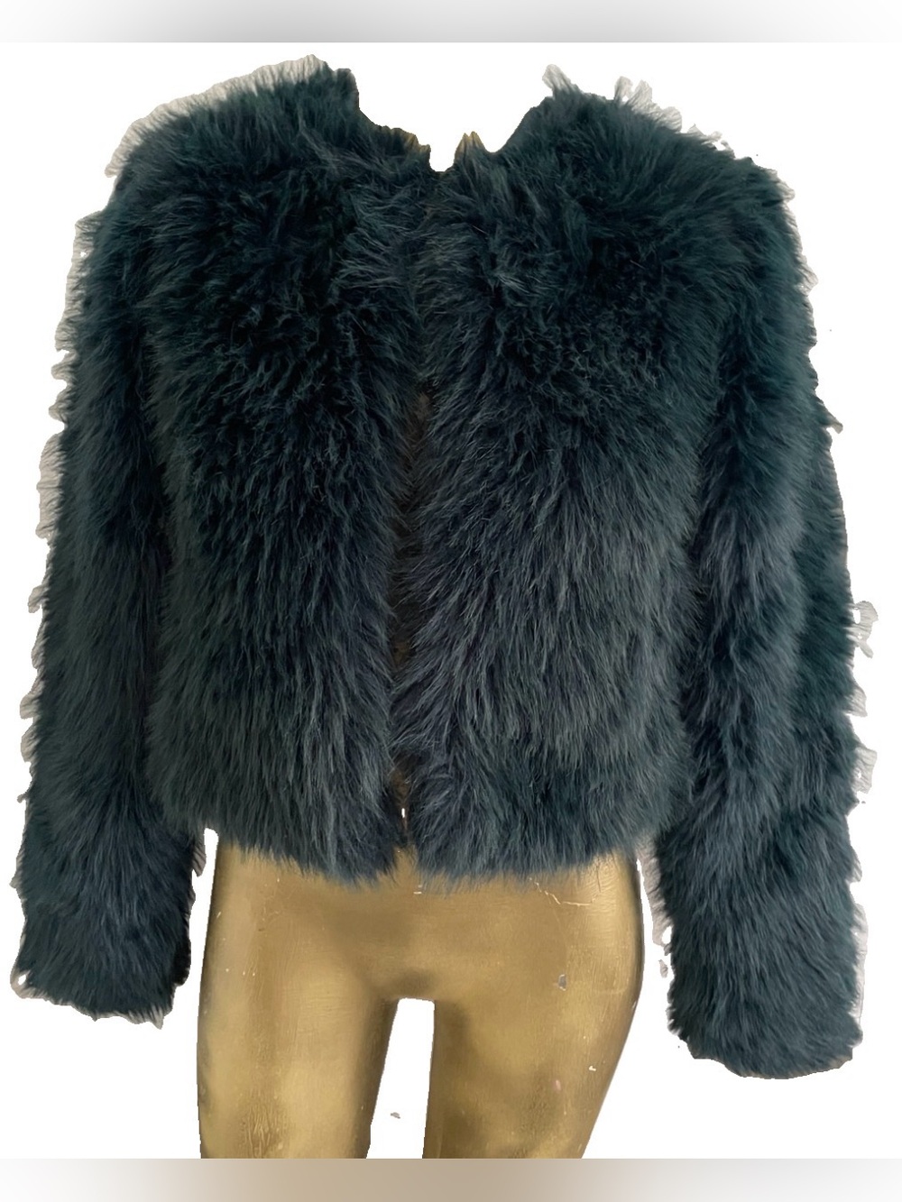 NWT Fabulous SO GOODS FOR LIFE Long Pile Evergreen FAUX FUR JACKET Size Small